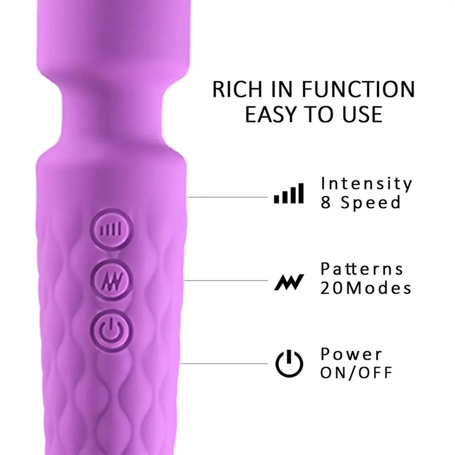 Bükülebilir Başlıklı Wand Vibratör Mor - Görsel 3