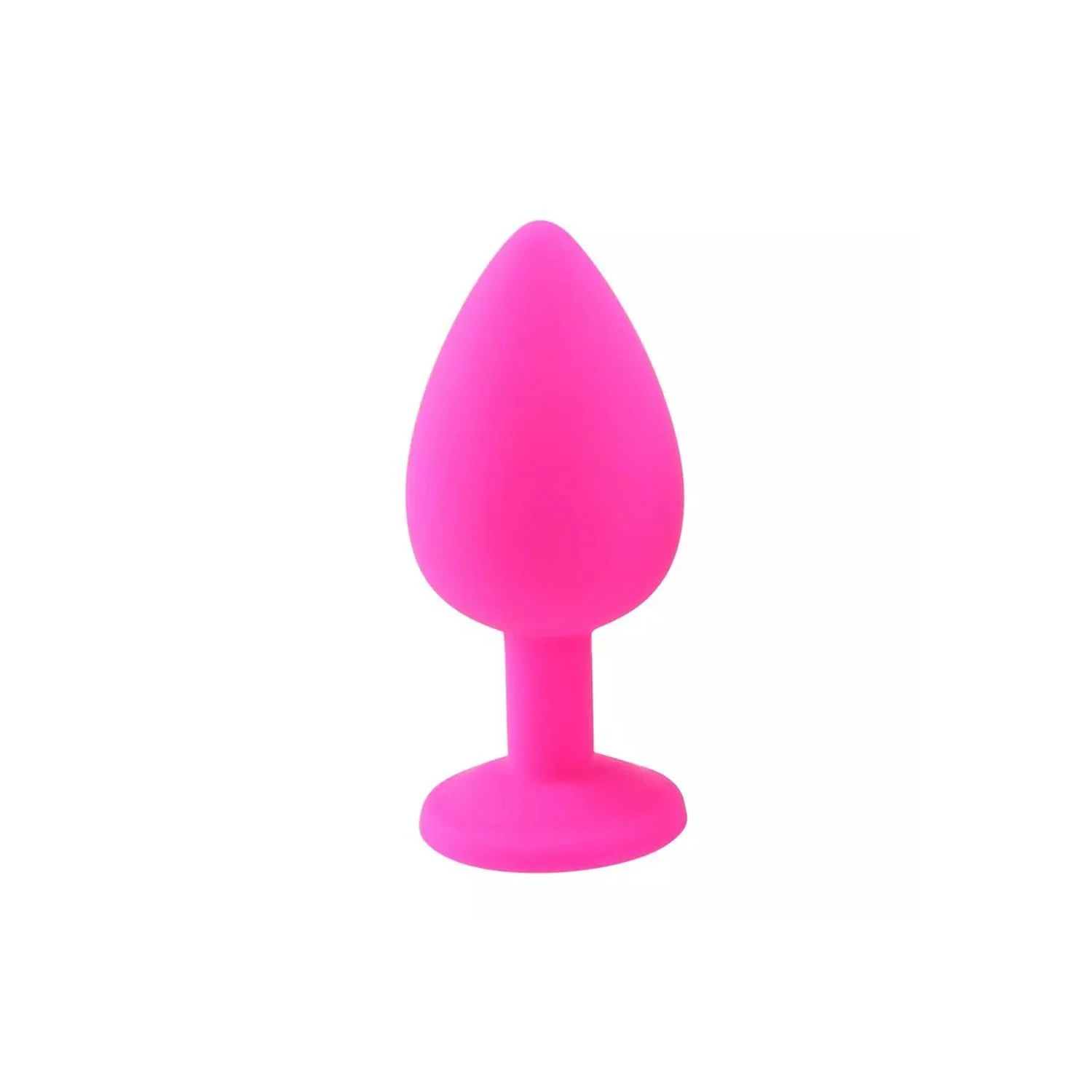 Elmas Taşlı Silikon Kaplı Anal Plug M Orta Boy 8 cm Pembe - Görsel 2