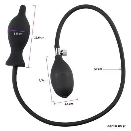 Şişebilen Pompalı Anal Plug Siyah - Görsel 7