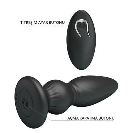 USB Şarjlı 12 Titreşim Modlu Uzaktan Kumandalı Vibratör & Boğumlu Anal Plug - Görsel 7
