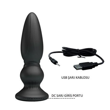 USB Şarjlı 12 Titreşim Modlu Uzaktan Kumandalı Vibratör & Boğumlu Anal Plug - Görsel 8