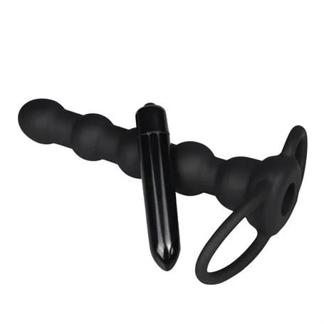 Çift Kavrama Halkalı Titreşimli 14 cm Anal Plug Vibratör Mastürbatör - Görsel 3