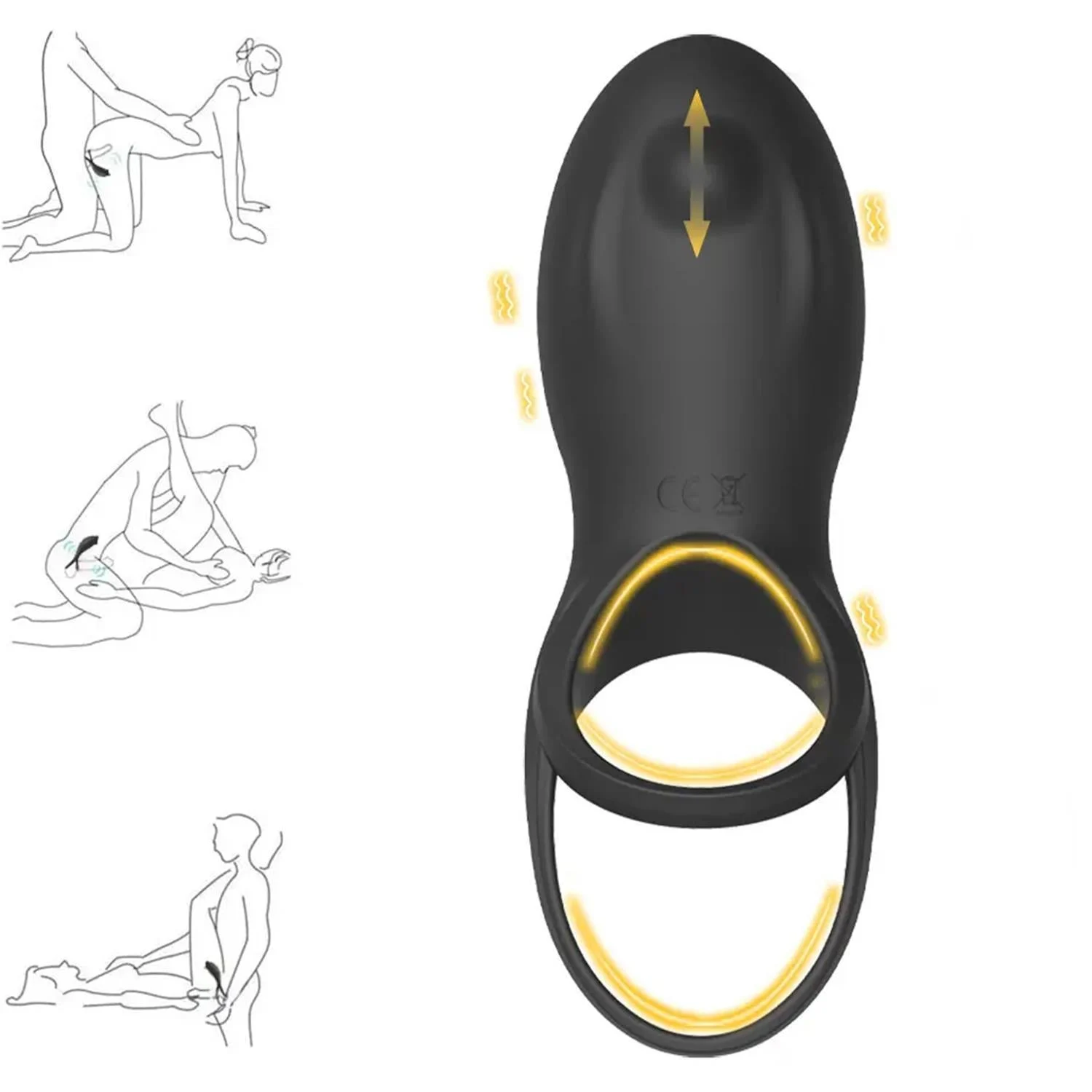 Titreşimli Büyük Penis Halkası Siyah - Görsel 4
