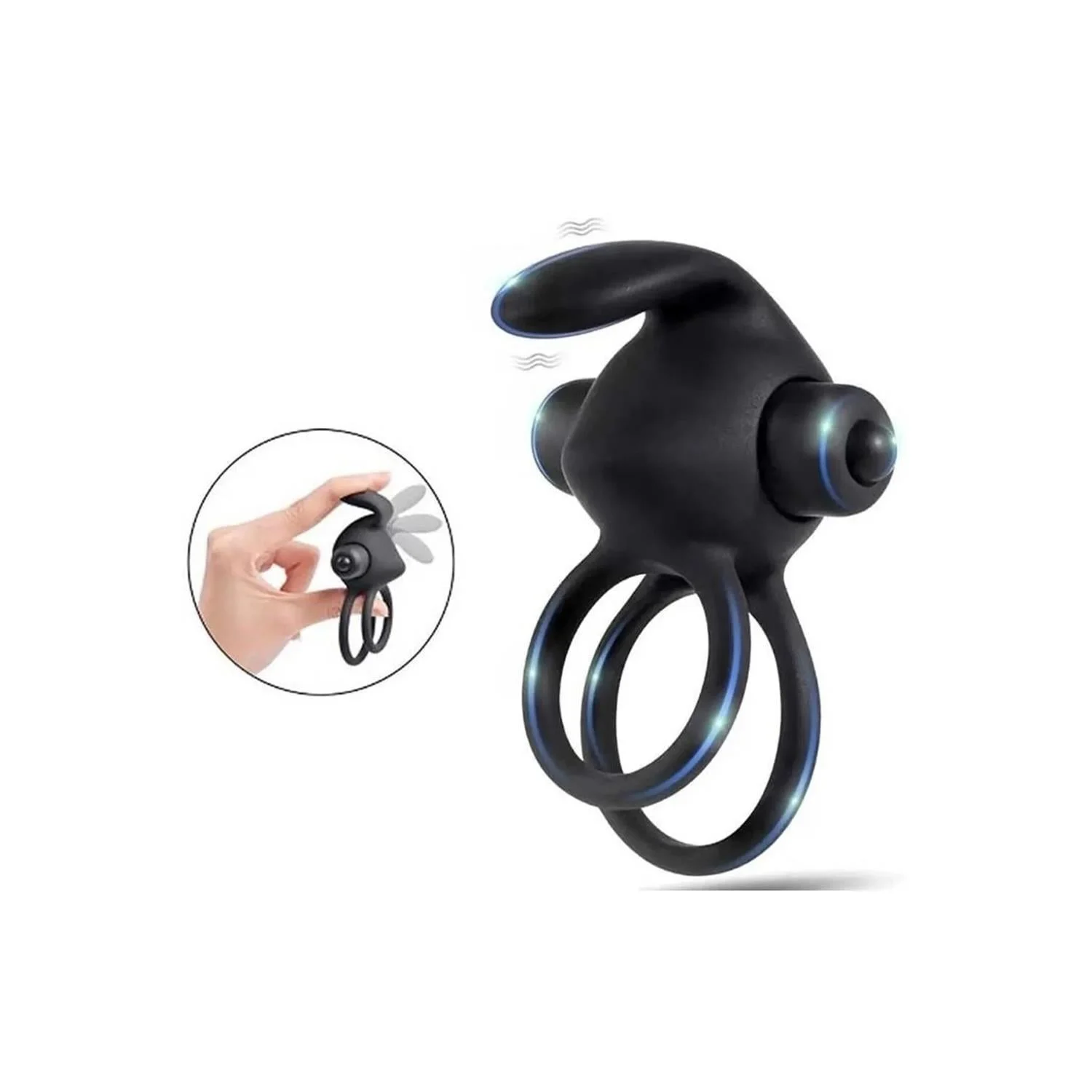 Titreşimli Rabbit Penis Halkası Siyah - Görsel 3