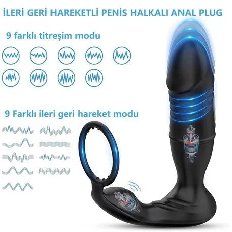 Uzaktan Kumandalı İleri Geri Penis Halkası Manyetik USB Şarjlı Titreşimli Anal Plug - Görsel 3