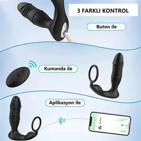 Uzaktan Kumandalı İleri Geri Penis Halkası Manyetik USB Şarjlı Titreşimli Anal Plug - Görsel 5