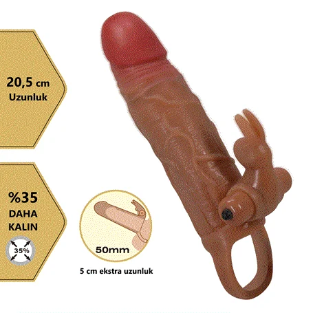 5 cm Dolgu Uzatmalı Titreşimli Penis Kılıfı Prezervatif Vibratör - Osmar - Görsel 6