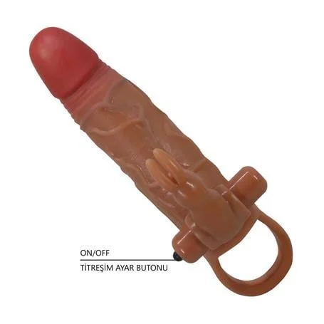 5 cm Dolgu Uzatmalı Titreşimli Penis Kılıfı Prezervatif Vibratör - Osmar - Görsel 8