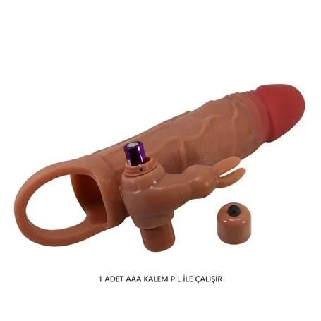 5 cm Dolgu Uzatmalı Titreşimli Penis Kılıfı Prezervatif Vibratör - Osmar - Görsel 9