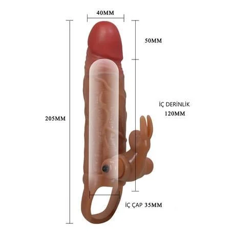 5 cm Dolgu Uzatmalı Titreşimli Penis Kılıfı Prezervatif Vibratör - Osmar - Görsel 10