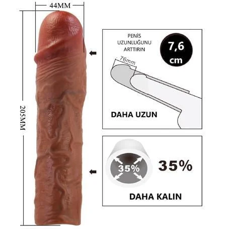 7,6 cm Dolgulu Premium Melez Rengi Silikon Penis Kılıfı - Stevenson - Görsel 9