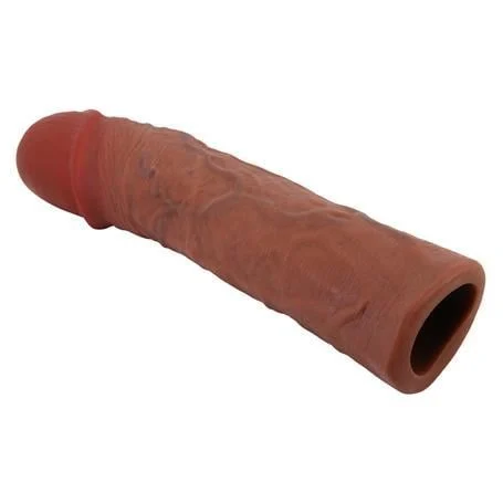 7,6 cm Dolgulu Premium Melez Rengi Silikon Penis Kılıfı - Derek - Görsel 9