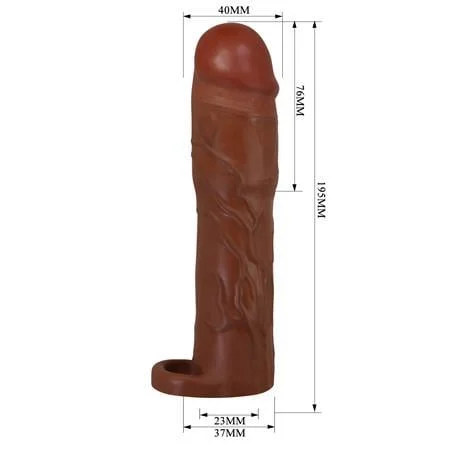7,6 cm Dolgulu Premium Melez Rengi Silikon Penis Kılıfı - Gerd - Görsel 7