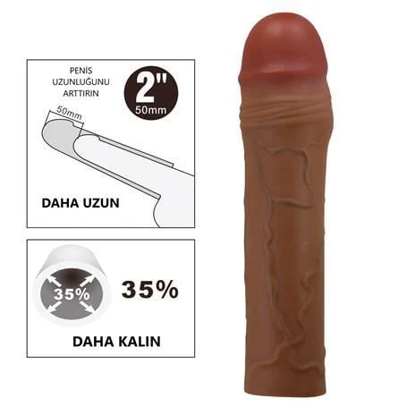 5 cm Dolgulu Premium Melez Rengi Silikon Penis Kılıfı - Chane - Görsel 2