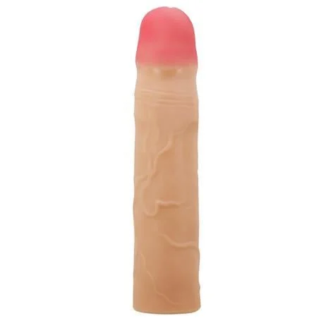 7,6 cm Dolgulu Premium Ten Rengi Silikon Penis Kılıfı - Kylian - Görsel 3