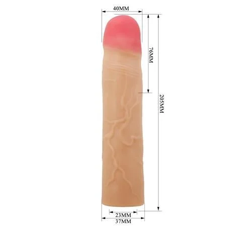 7,6 cm Dolgulu Premium Ten Rengi Silikon Penis Kılıfı - Kylian - Görsel 5