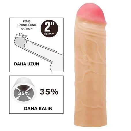 5 cm Dolgulu Premium Ten Rengi Silikon Penis Kılıfı - Chane - Görsel 2