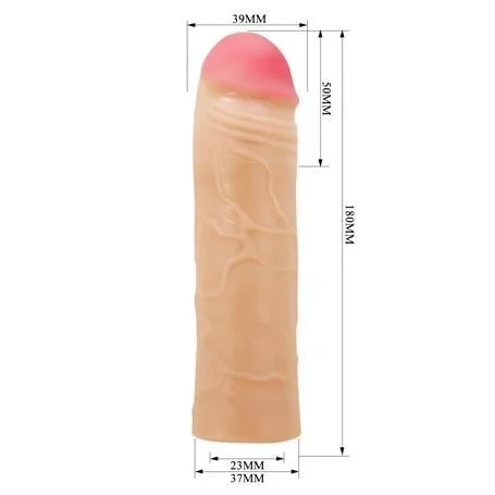 5 cm Dolgulu Premium Ten Rengi Silikon Penis Kılıfı - Chane - Görsel 6