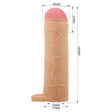 2,5 cm Dolgulu Premium Ten Rengi Silikon Penis Kılıfı - Bunion - Görsel 6