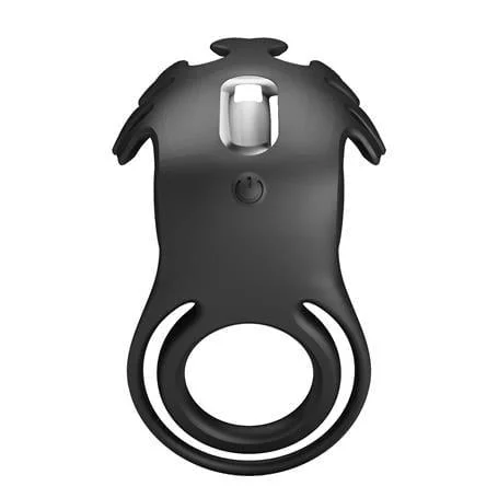USB Şarjlı Klitoris Uyarıcılı Güçlü Titreşimli Siyah Silikon Penis Halkası - Ruben - Görsel 5