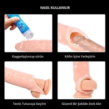 7 cm Dolgulu Realistik Ten Rengi Penis Kılıfı - Görsel 5