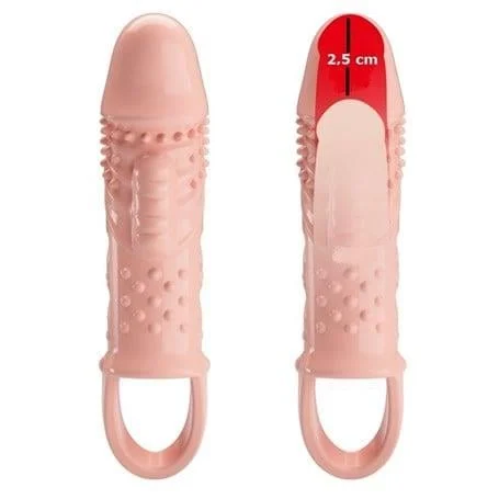 2,5 cm Dolgu Uzatmalı Titreşimli Penis Kılıfı Prezervatif Vibratör - Görsel 2