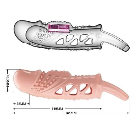 2,5 cm Dolgu Uzatmalı Titreşimli Penis Kılıfı Prezervatif Vibratör - Görsel 5