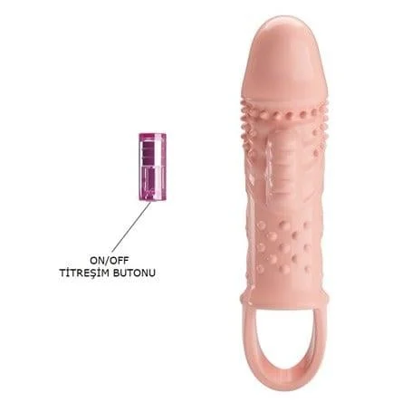 2,5 cm Dolgu Uzatmalı Titreşimli Penis Kılıfı Prezervatif Vibratör - Görsel 8