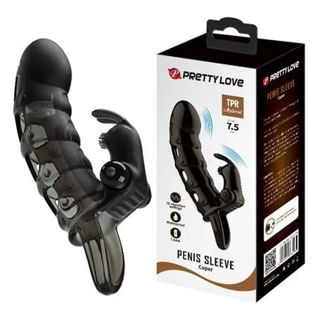 4 cm Dolgu Uzatmalı 10 Titreşimli Zenci Penis Kılıfı Prezervatif Vibratör - Görsel 9