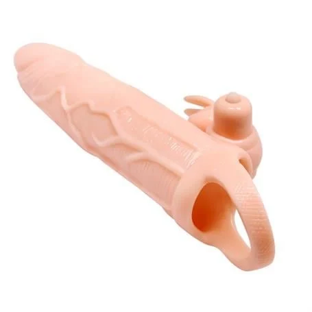 5 cm Dolgu Uzatmalı 10 Fonksiyonlu Çift Titreşimli Penis Kılıfı Prezervatif Vibratör - Görsel 4