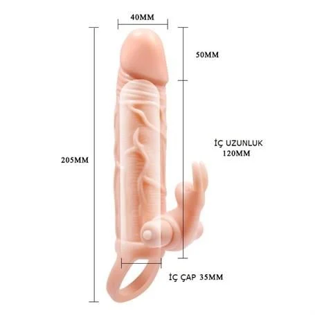 5 cm Dolgu Uzatmalı 10 Fonksiyonlu Çift Titreşimli Penis Kılıfı Prezervatif Vibratör - Görsel 5