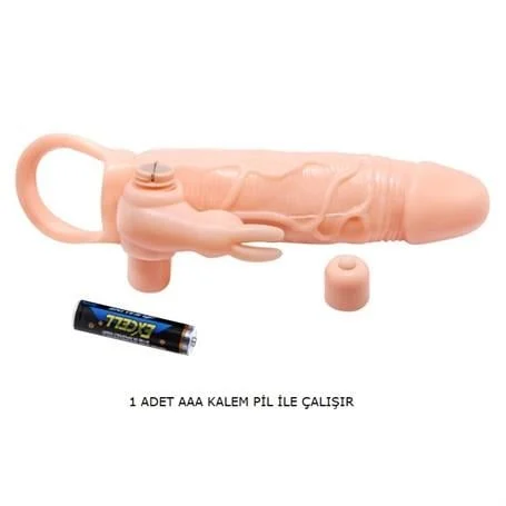 5 cm Dolgu Uzatmalı 10 Fonksiyonlu Çift Titreşimli Penis Kılıfı Prezervatif Vibratör - Görsel 7