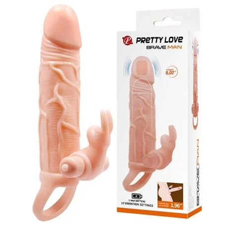 5 cm Dolgu Uzatmalı 10 Fonksiyonlu Çift Titreşimli Penis Kılıfı Prezervatif Vibratör - Görsel 9