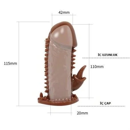 Klitoral Uyarıcılı Tırtıklı Penis Kılıfı - Görsel 3