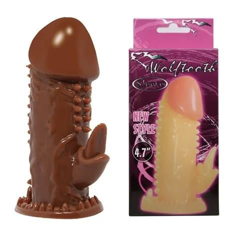 Klitoral Uyarıcılı Tırtıklı Penis Kılıfı - Görsel 4