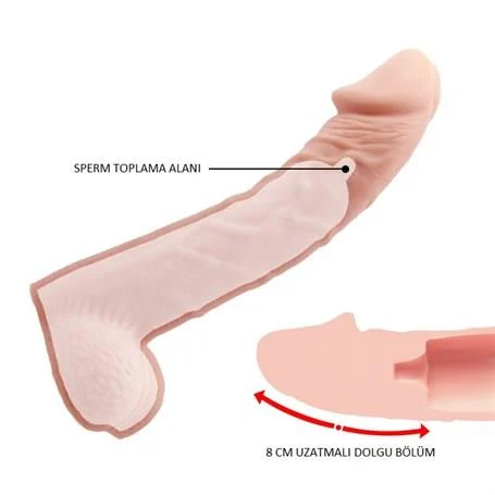 8 cm Dolgulu Realistik Penis Kılıfı - Görsel 5