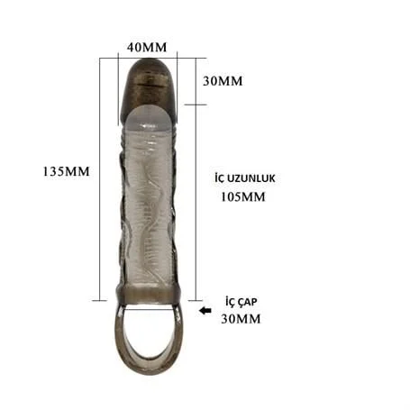 3 cm Dolgu Uzatmalı Titreşimli Zenci Penis Kılıfı Prezervatif Vibratör - Görsel 5
