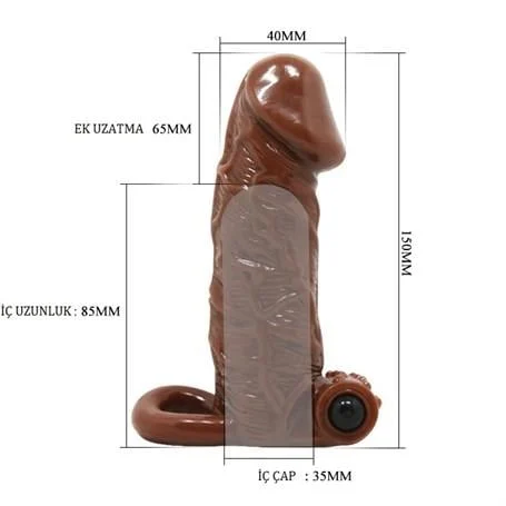 6,5 cm Uzatmalı Titreşimli Damarlı Penis Kılıfı - Görsel 4