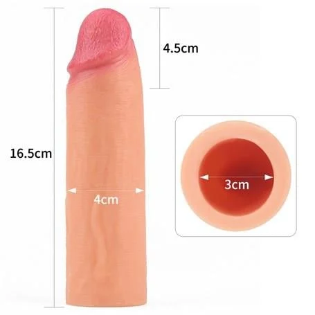Nature Extender 4.5 cm Dolgulu Premium Ten Rengi Silikon Penis Kılıfı - Görsel 4