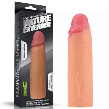 Nature Extender 4.5 cm Dolgulu Premium Ten Rengi Silikon Penis Kılıfı - Görsel 7