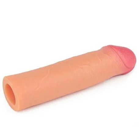 Nature Extender 5,5 cm Dolgulu Premium Ten Rengi Silikon Penis Kılıfı - Görsel 3
