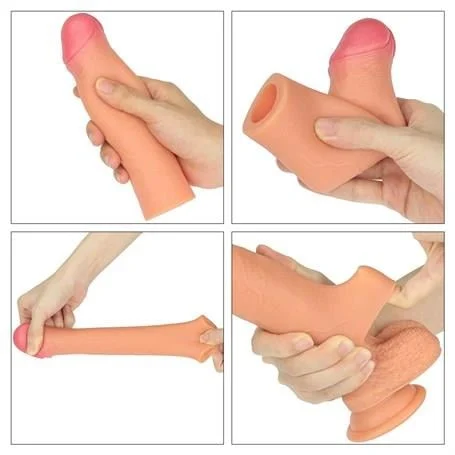 Nature Extender 5,5 cm Dolgulu Premium Ten Rengi Silikon Penis Kılıfı - Görsel 6