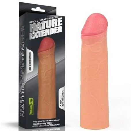 Nature Extender 5,5 cm Dolgulu Premium Ten Rengi Silikon Penis Kılıfı - Görsel 7