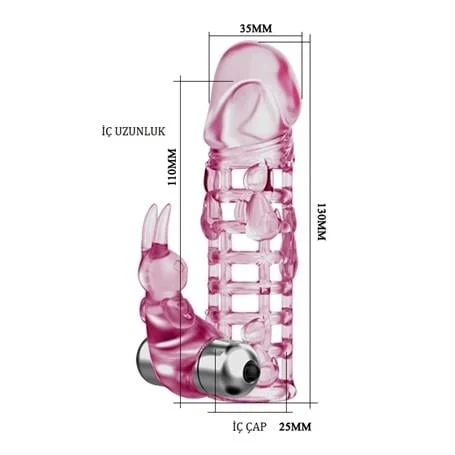 13 cm Klitoris Uyarıcılı Titreşimli Penis Kılıfı - Görsel 5