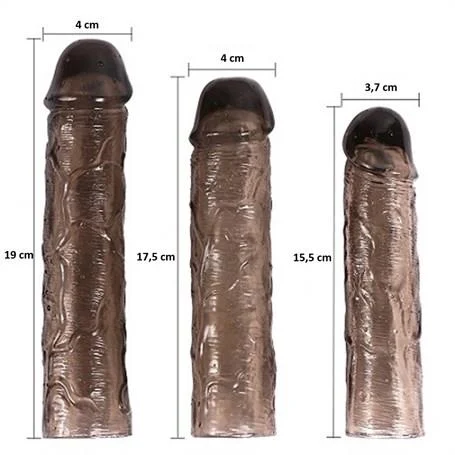 Ucu Dolgulu Uzatmalı 3'lü Zenci Penis Kılıfı Seti - Görsel 3