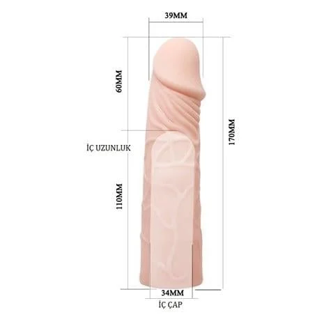 6cm Dolgulu Damarlı Ekstra Uzun Penis Kılıfı - Görsel 5