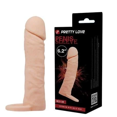 4 cm Dolgulu Realistik Uzatmalı Penis Kılıfı Dildo Ten Rengi Penis - Görsel 8