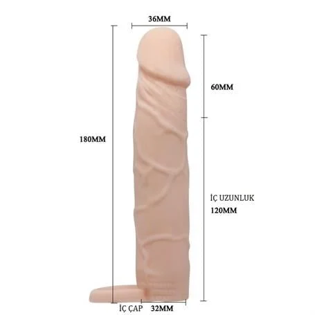 6 Cm Dolgulu Realistik Uzatmalı Penis Kılıfı Dildo Ten Rengi Penis - Görsel 7