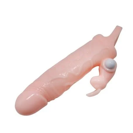5 cm Dolgu Uzatmalı Titreşimli Penis Kılıfı Prezervatif Vibratör - Görsel 2