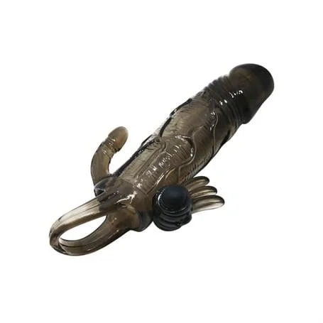4 cm Uzatmalı Anal Vajinal ve Klitoral Uyarıcılı Titreşimli Penis Kılıfı - Görsel 4